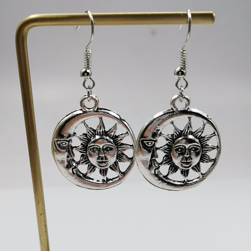 Sun Moon Cross Geometry Pendant Earrings Simple Earrings