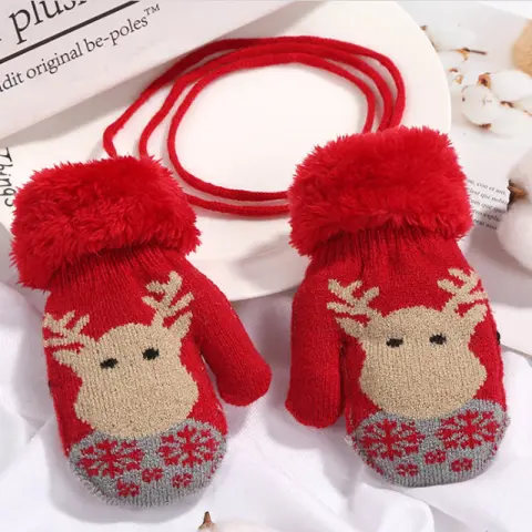Children'S Gloves Winter New Christmas Cartoon Bag Refers