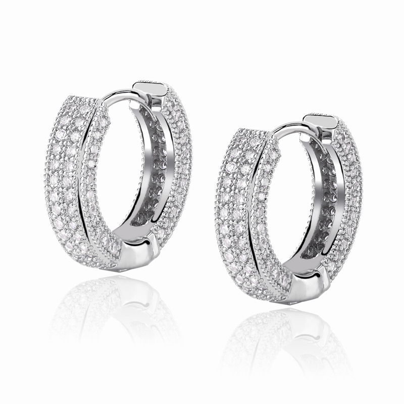 Hoop Earrings Full Of Zircon Bling Male And Female Hip-hop Earrings