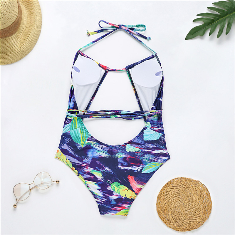 European And American One-Piece Swimsuit Tether One-Piece Bikini