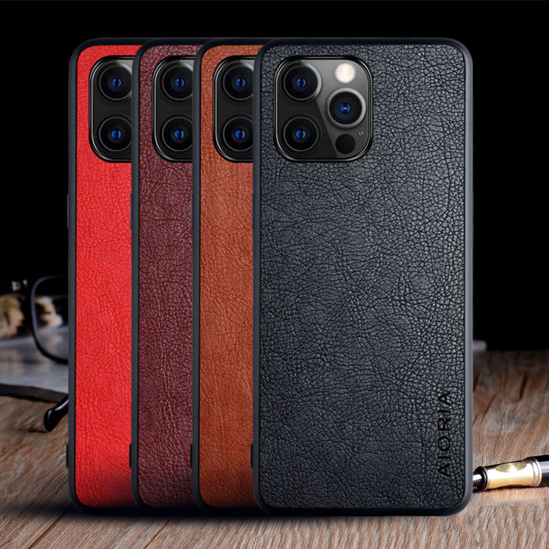 Compatible with Apple, Iphone 12 Pro Max Mobile Phone Case With Lychee Pattern Mobile Phone Case - Image 5