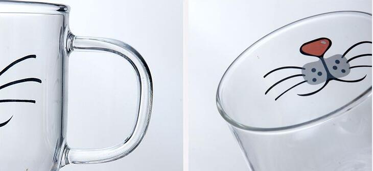 Glass Breakfast Milk Cup Funny Gift Cartoon Print Cup