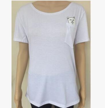 Middle Finger Pocket Cat All-match Short Sleeve