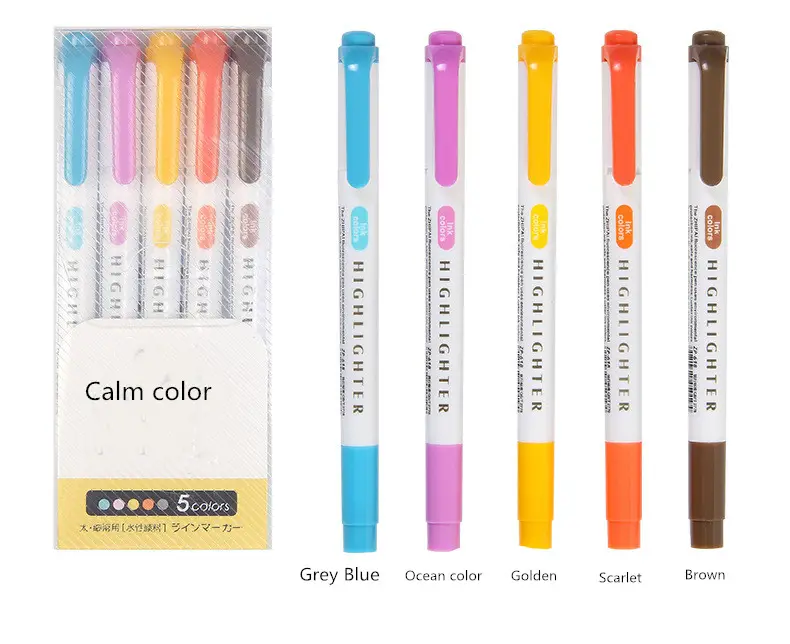 25 Colors Double Head Highlighter Pen Mildliner Fluorescent Highlighters