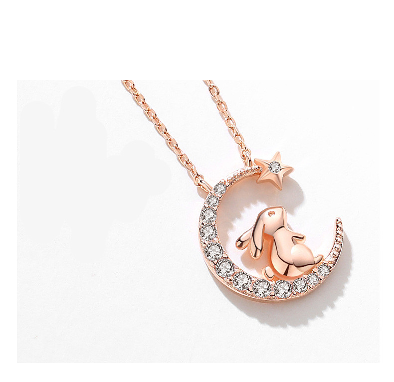 Korean Version Of Forest Rabbit Pendant Rose Diamond Clavicle Chain Temperament
