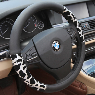 Lady Cute Leopard Print Fashion Leather Steering Wheel Cover, White Inner Ring — foto 3