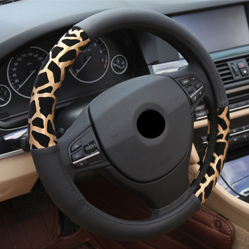 Lady Cute Leopard Print Fashion Leather Steering Wheel Cover, White Inner Ring — foto 6