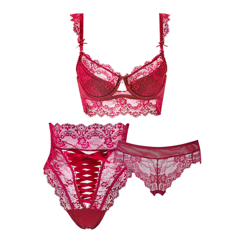 Title 4, Three-Piece Bra Top Adjustable Lace Underwear P...