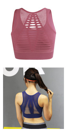 Shockproof sports bra women running gathered quick-drying hollow back underwear