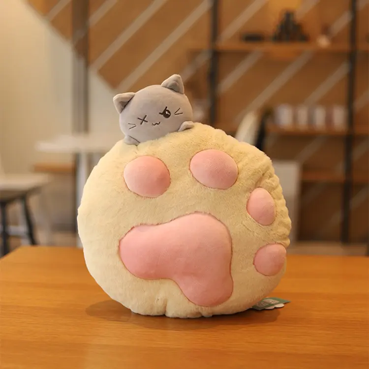 Plush Cat Paw Pillow Stuffed Funtional Cartoon Animal Quilt