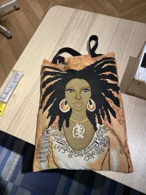 Creative Jacquard Shopping Bag, Eco-Friendly Bag Decoration Girl Heart Art - African Girl