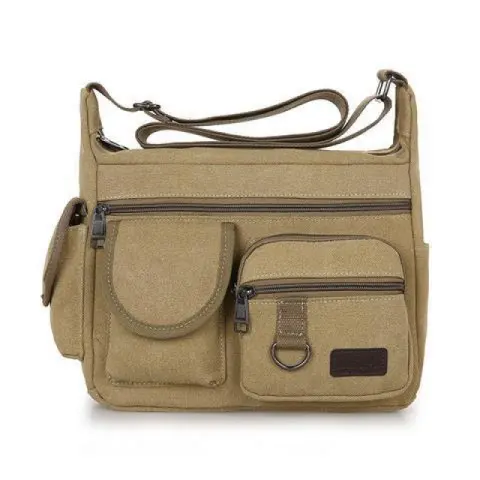 Canvas Bag Men'S Bags Shoulder Messenger Bag Korean Retro