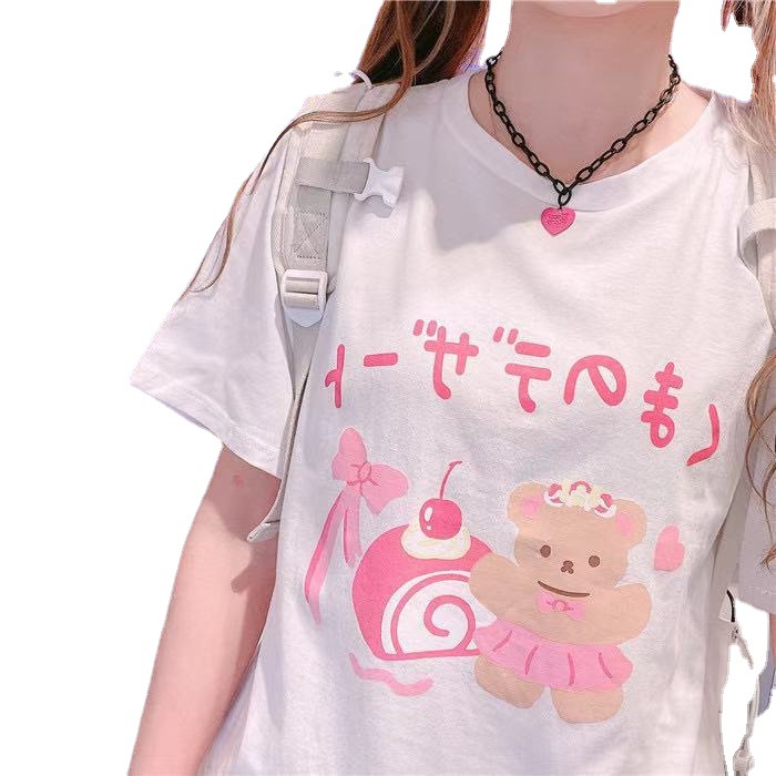 Cartoon Cute Print Girl Short Sleeve
