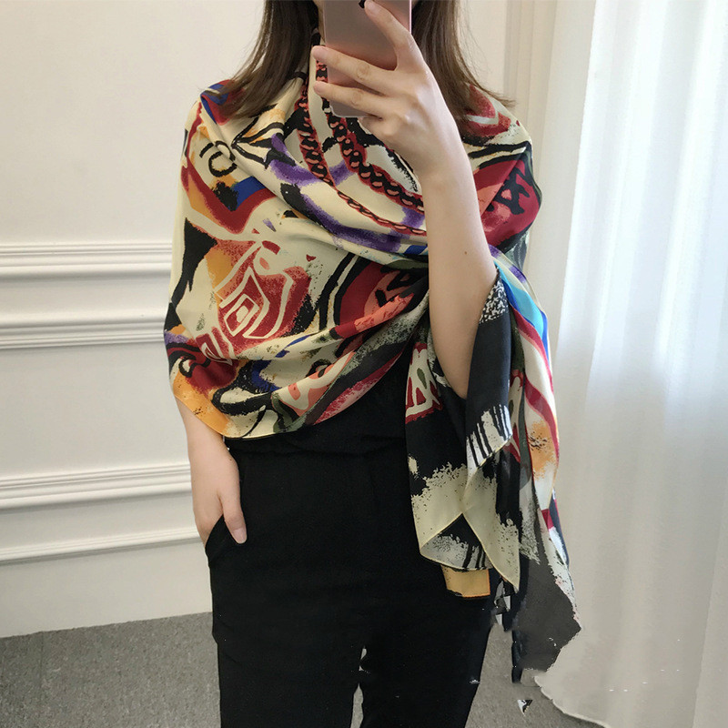 Hangzhou Silk New Style Silk Scarf Spring And Autumn Long Wild European And American Style Mulberry Silk Shawl Scarf