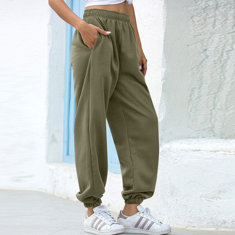 European And American Women'S Elastic High Waist Wide Leg Casual Pants