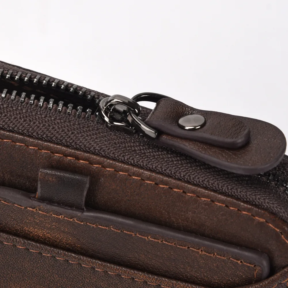 Men'S Short Head Leather Wallet Men'S Retro Wallet Vertical Zipper Leisure Youth Wallet – image 4