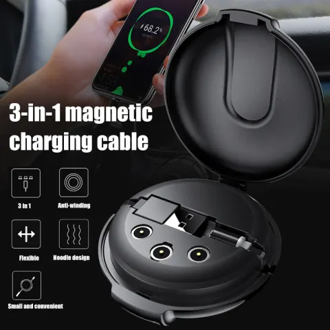 3-in-1 Magnetic Retractable Style Charger Portable Multifunctional Car Holder