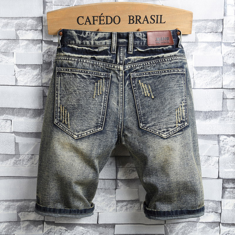 Title 4, Calças Jeans de Verão Masculinas com Patches Re...