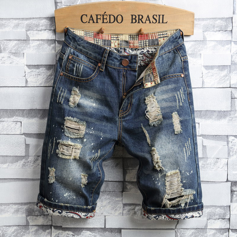 Title 6, Calças Jeans de Verão Masculinas com Patches Re...