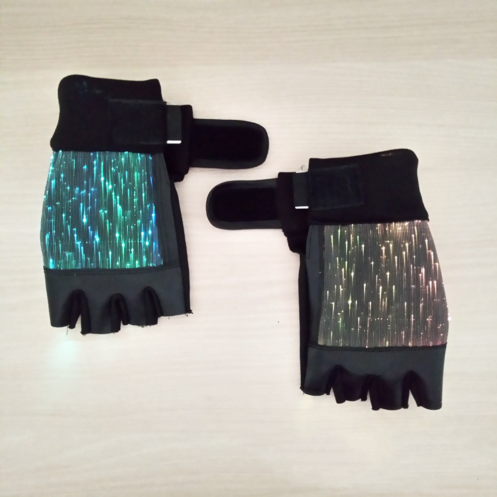 Holiday Entertainment Performance Props, Adult Colorful Color-Changing Half-Finger Gloves