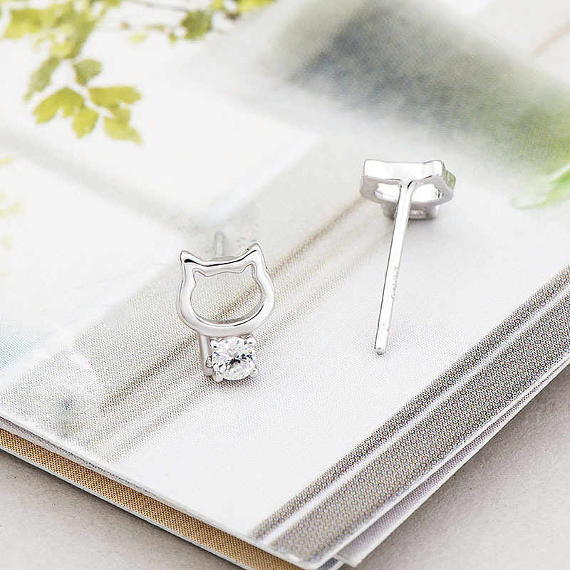 Summer Popular Cat Sterling Silver Zircon Earrings