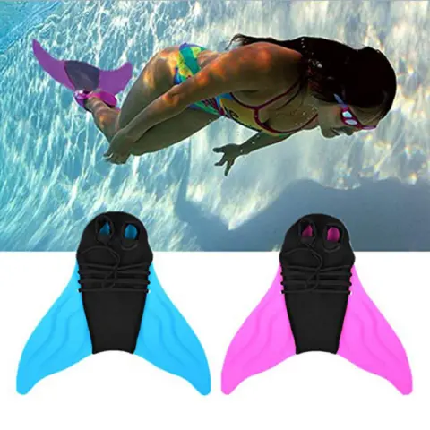 Mermaid Swimsuit Fins Black for Adults and Children