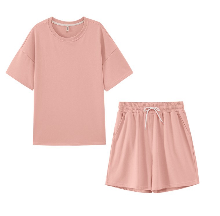 Two-piece Solid Color Round Neck Casual Short-sleeved T-shirt