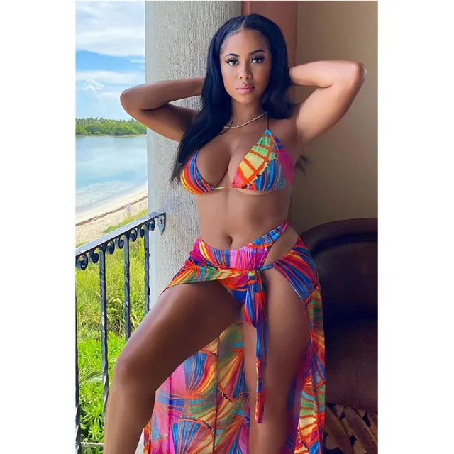 Swimsuit Sexy Sandy Three Piece Bikini European And American Foreign Trade Swimwear Bikini Photo Color M - Shop at LoveMi