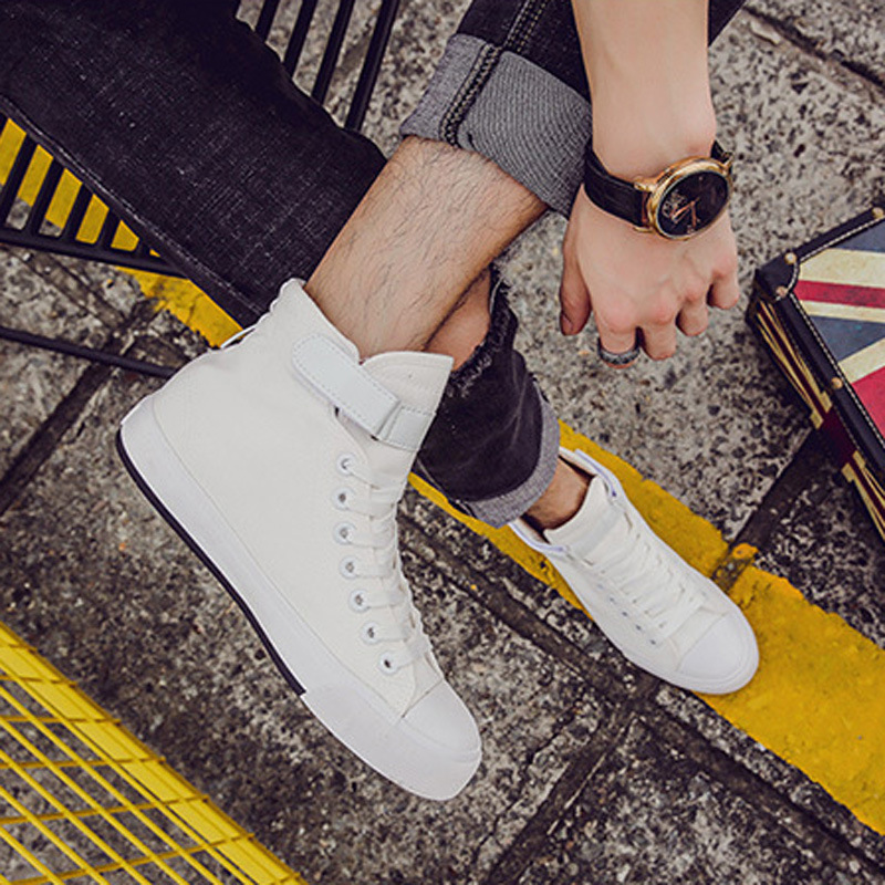 Title 5, White High Top Hip Hop Canvas Shoes Men