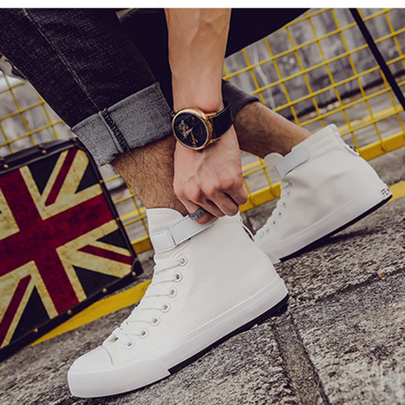 Title 4, White High Top Hip Hop Canvas Shoes Men