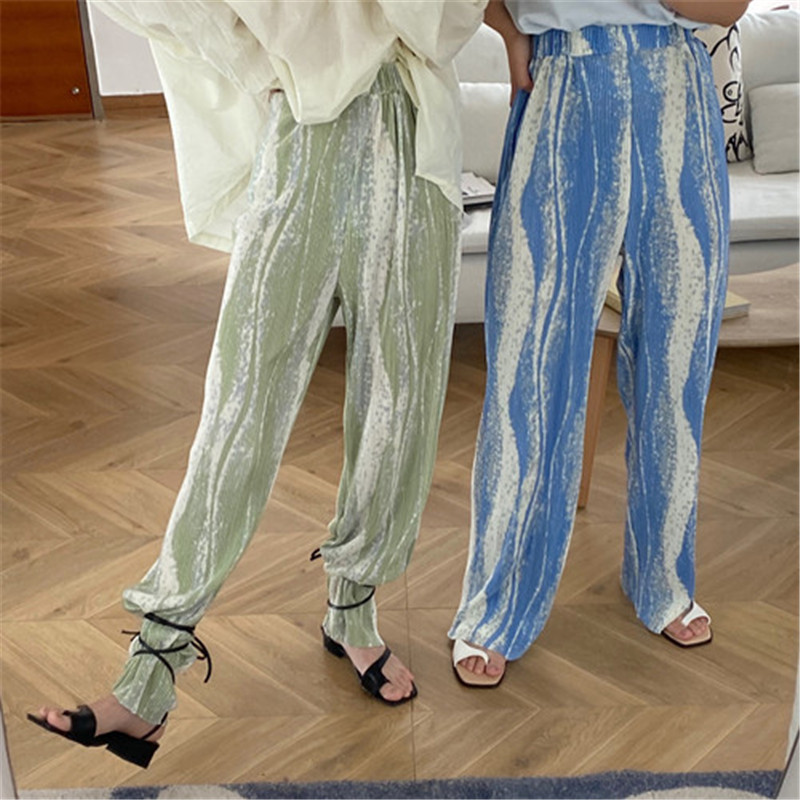 Fashion Rendering Pleated Display High And Thin Casual Wide-leg Trousers
