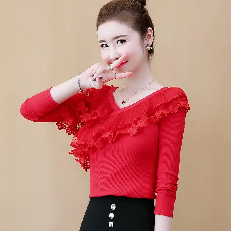 Lace Bottoming Shirt Women Long Sleeves