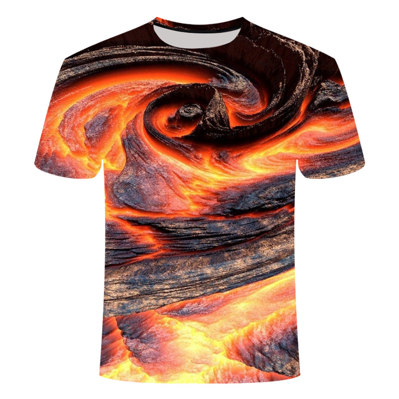 Volcano Magma 3D Printed T-Shirt For Men's Sport