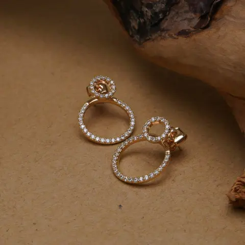 Micro Pave Zircon Front and Back Circle Stud Earrings