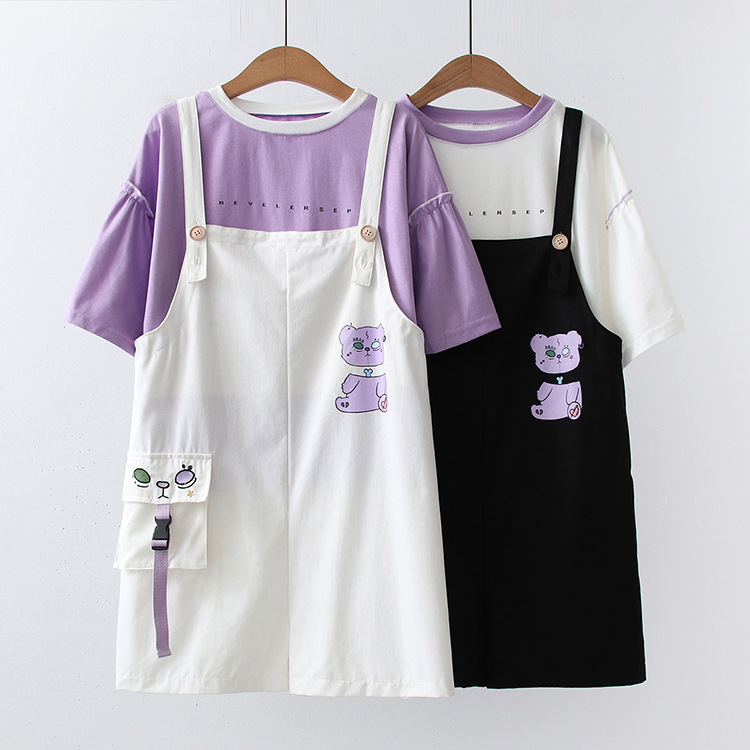 Girls' Small Fresh Suit Denim Strap Shorts