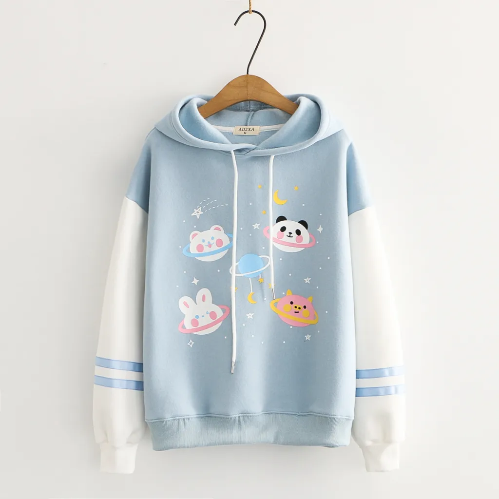 Animal Print Plus Velvet Warm Sweater - Blue