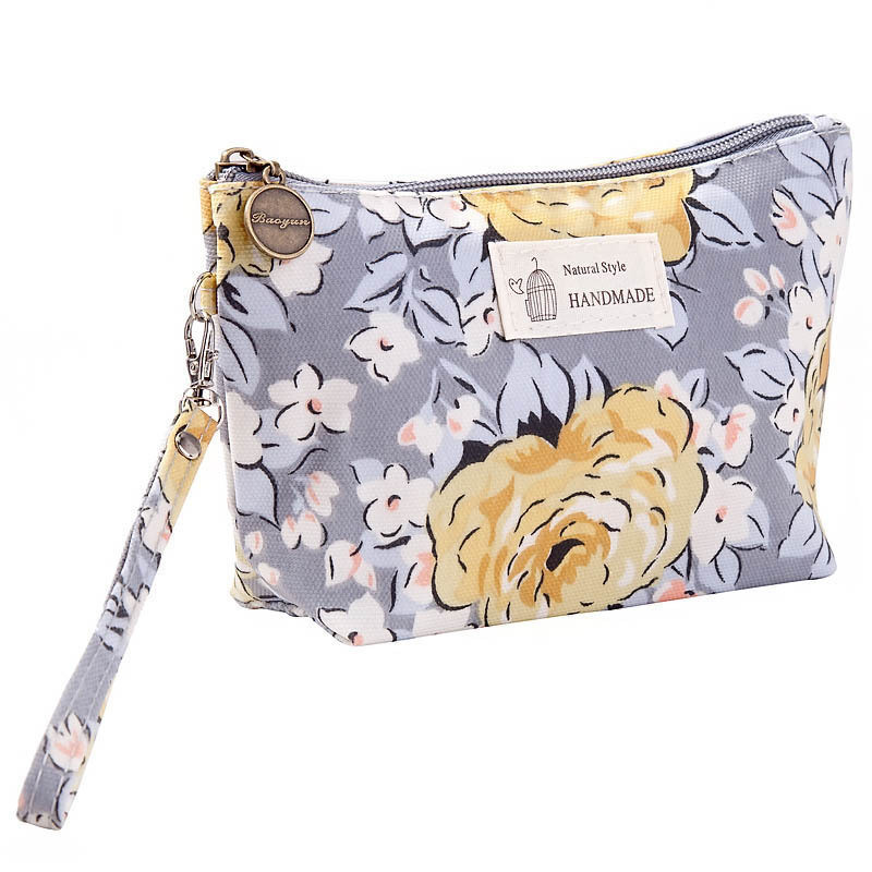Portable Printed Waterproof Cloth Cosmetic Bag Travel Lady Zipper Hand Washing Bag