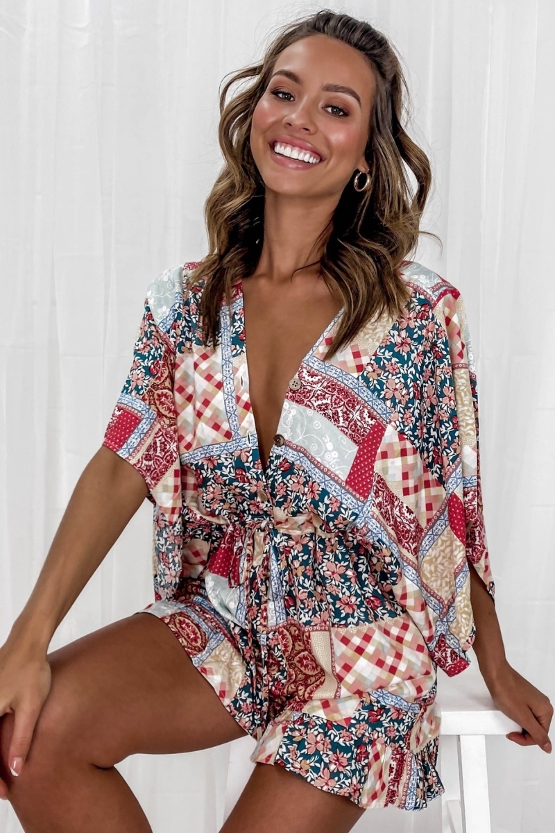 Rompers Wide Leg Playsuit Jumpsuit Women Fashion Bodysuit 1 Dark Color M - Shop at LoveMi