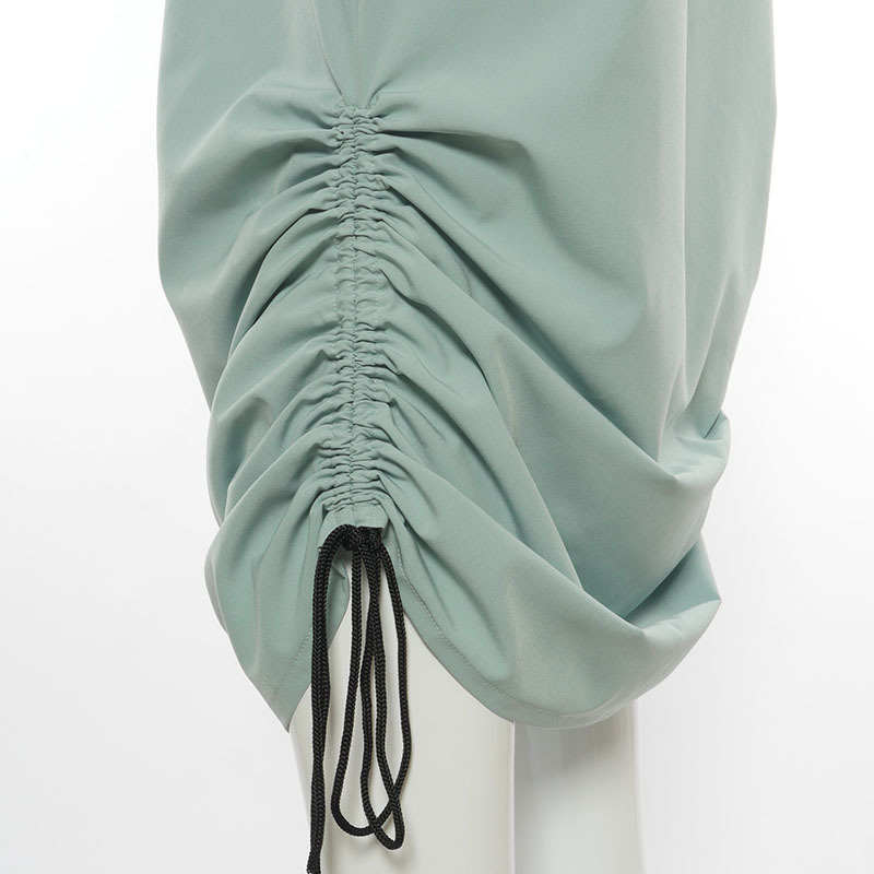 Workwear Elastic Waist Skirt With Smocked Pockets