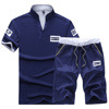 Men'S Short-Sleeved V-Neck Casual Suit T-Shirt Sports Outdoor New Men'S Short-Sleeved Two-Piece Suit