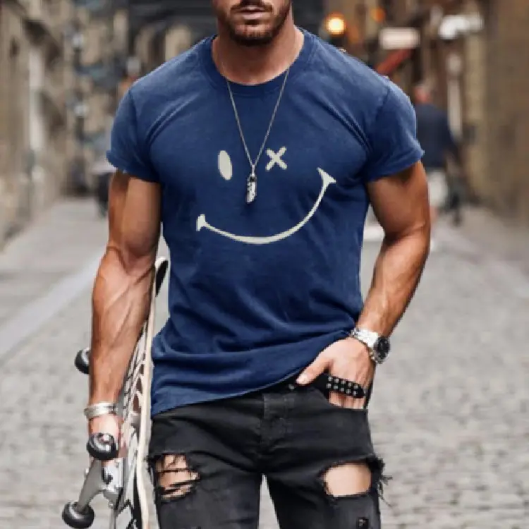 Solid Color Round Neck Pullover T-Shirt