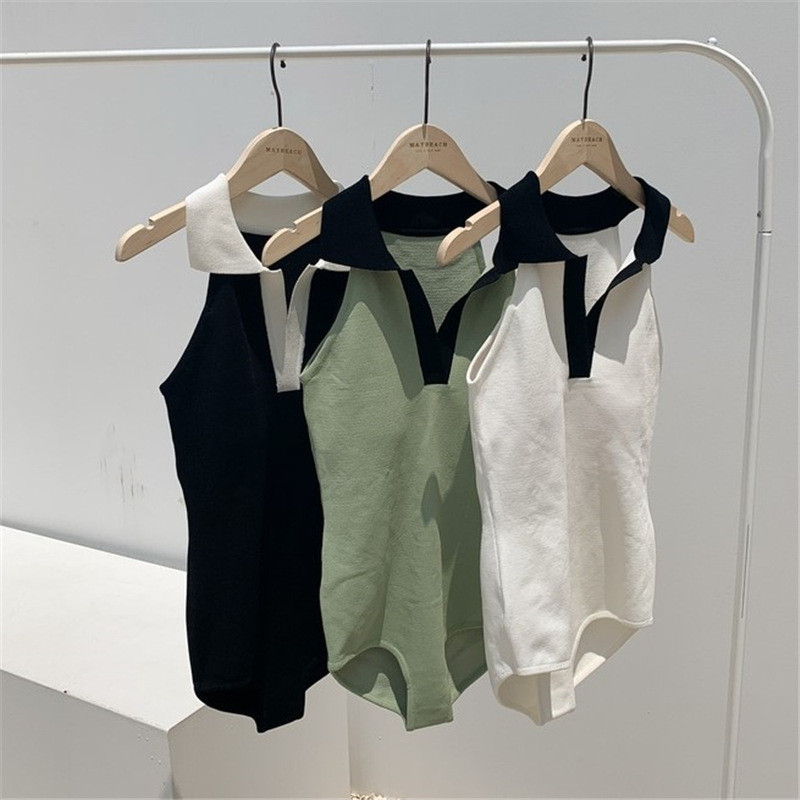 Slim-fit Cover Belly Conservative Hepburn Style Color Block One-piece Hot Spring Swimsuit