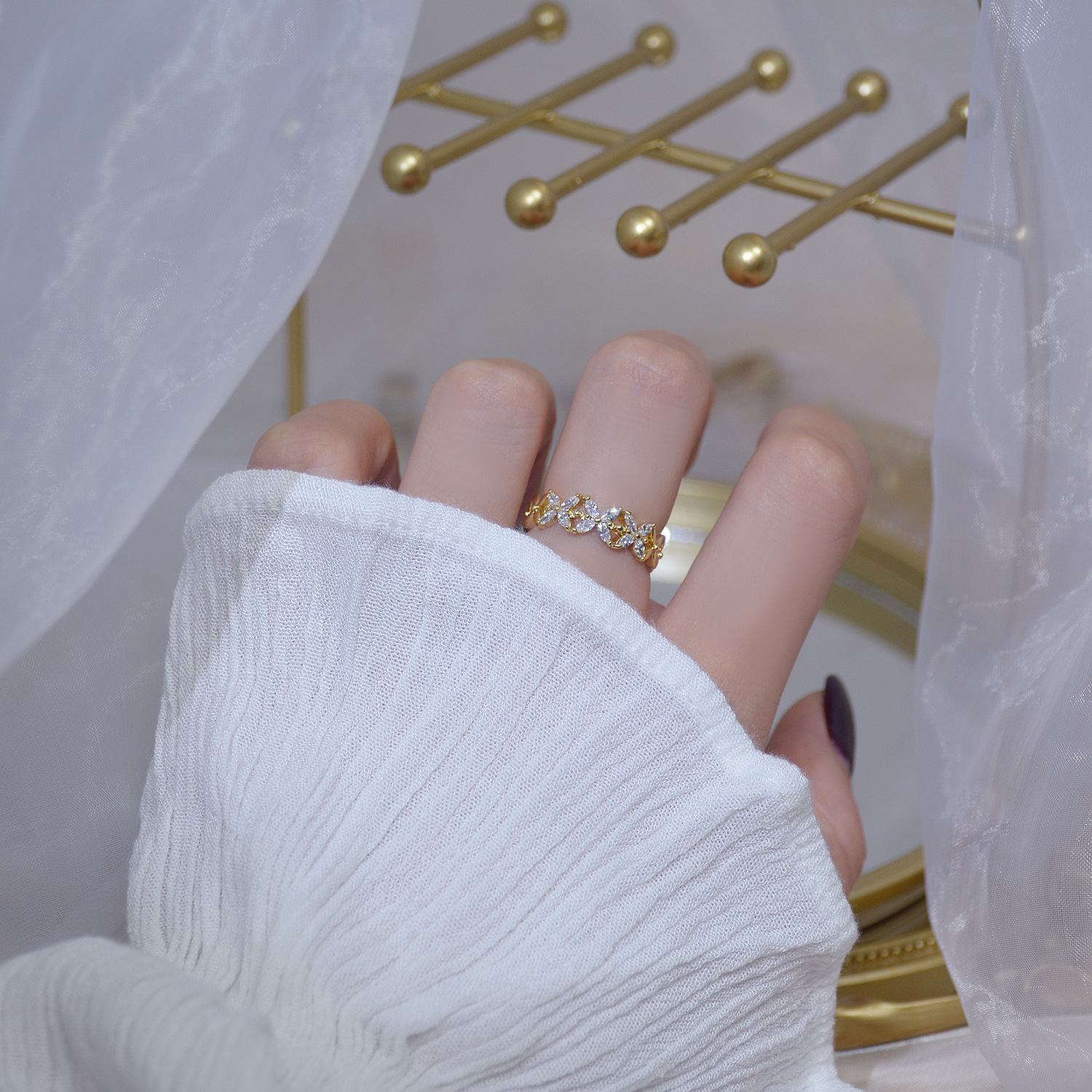 Five-pointed Star Design Sense Female Open Ring Simple Ring