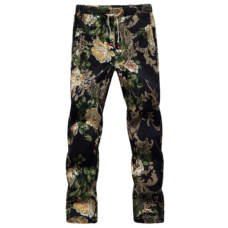 Thin Digital Printing Trendy Men's Cropped Trousers