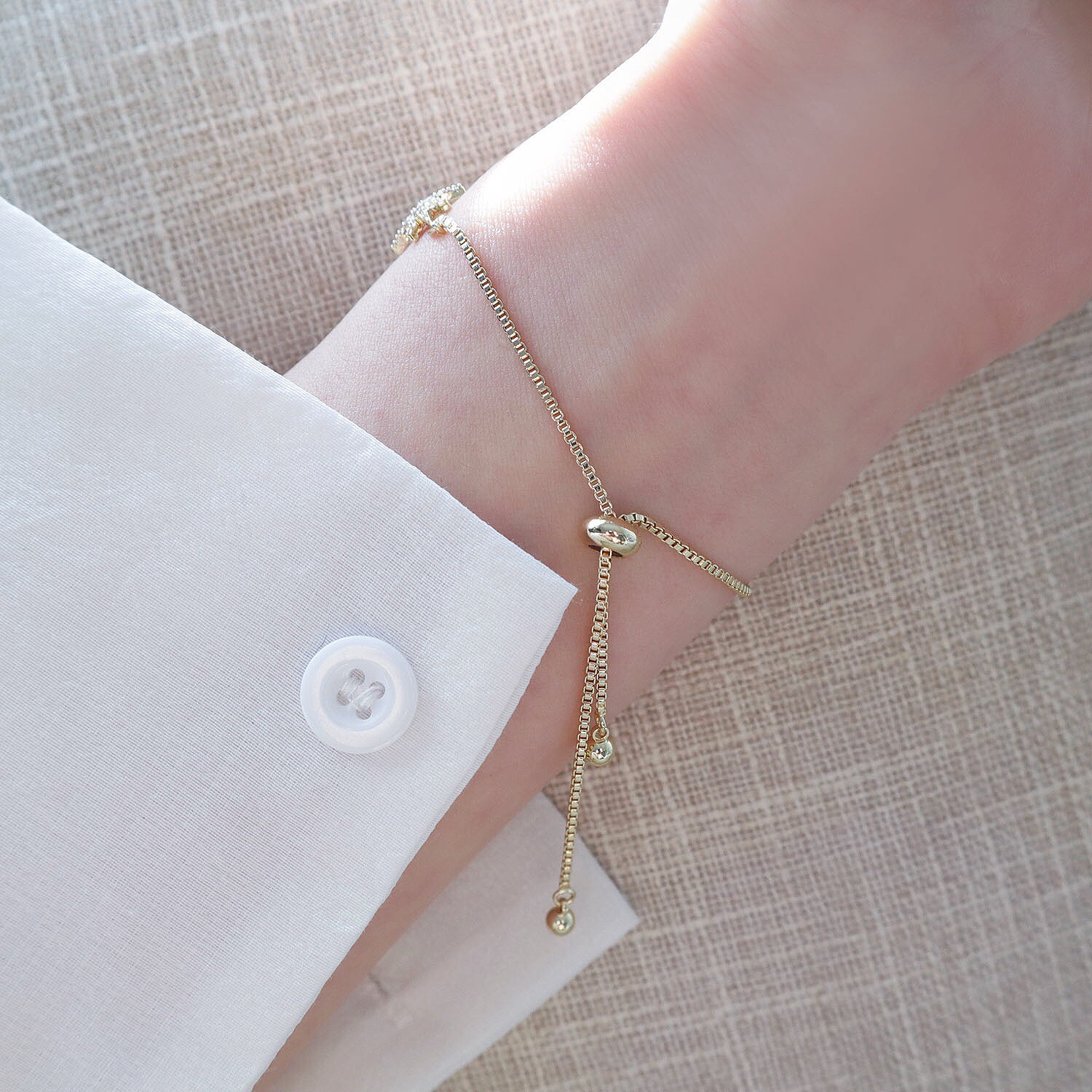 14k Real Gold Adjustable Eight-pointed Star Diamond Zirconium Bracelet Female