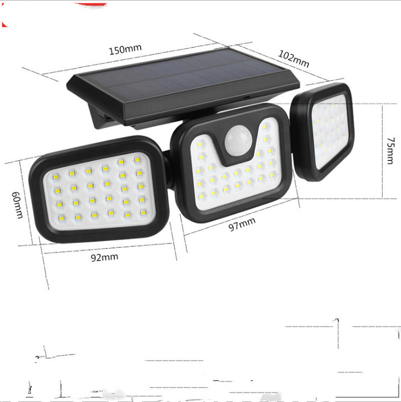 Outdoor Courtyard Landscape Street Light 360 Degree Solar Light Three Head Rotating Lighting Wall Light — foto 4