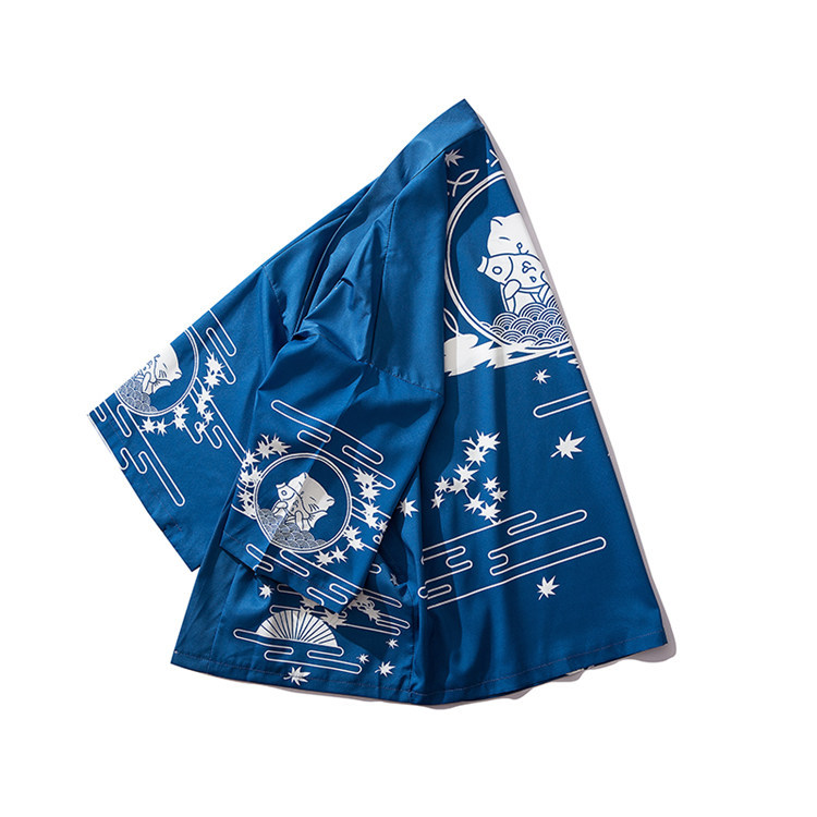 Cartoon Printed Three-quarter Sleeve Robe Shirt