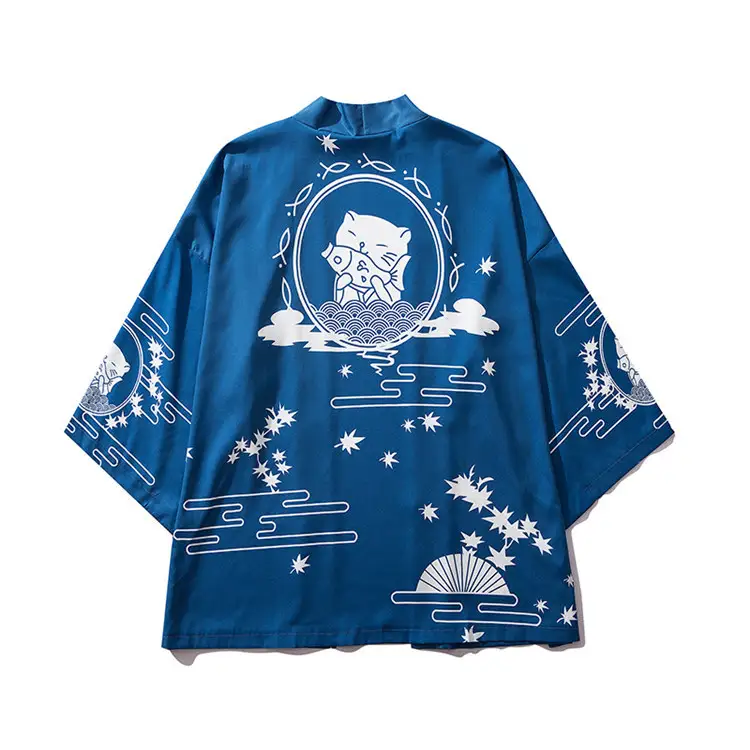 Cartoon Printed Three-quarter Sleeve Robe Shirt