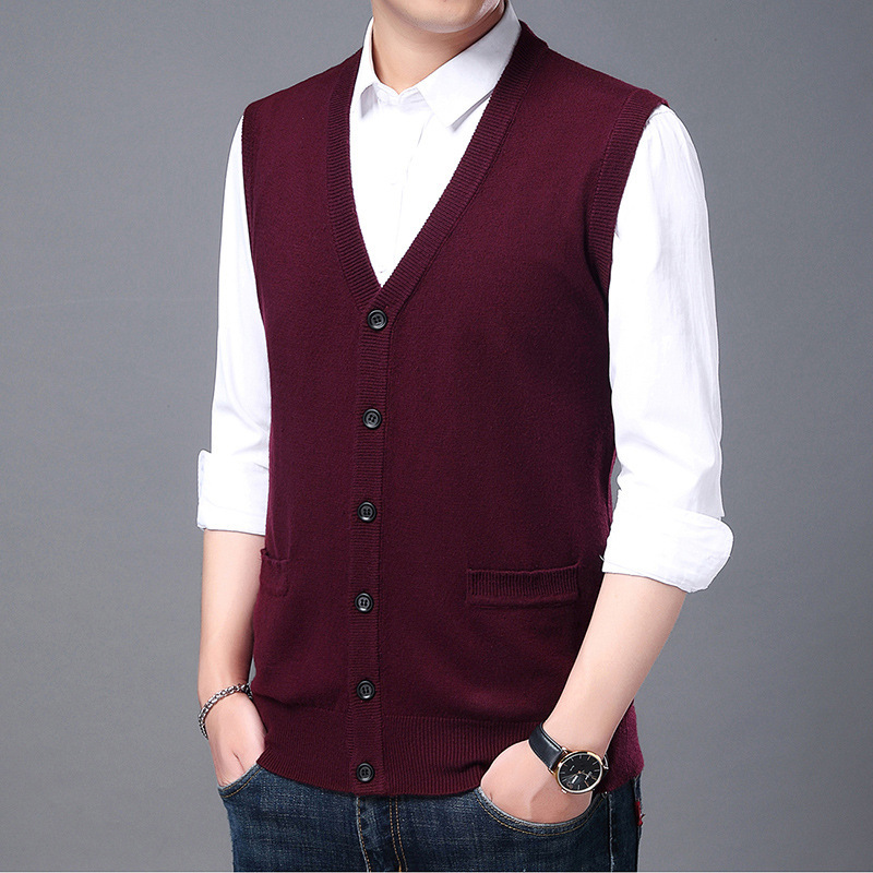 Real Pocket Wool Sleeveless Daddy's Vest