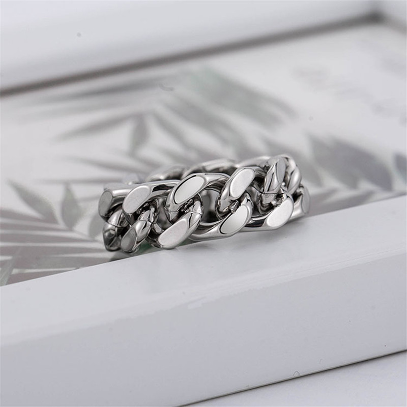 European And American Cold Wind Punk Titanium Steel Smooth Men's Chain Ring